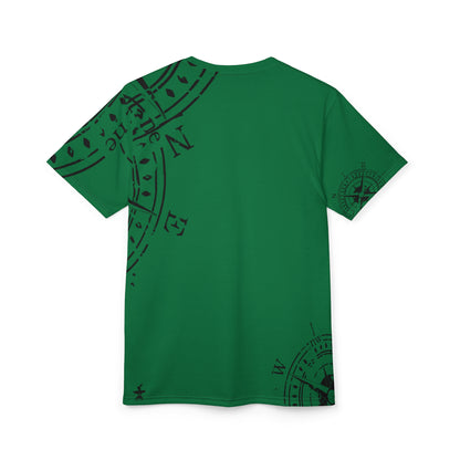 TF - Compass Abstract - Dark Green - Unisex Cut & Sew Tee (AOP)
