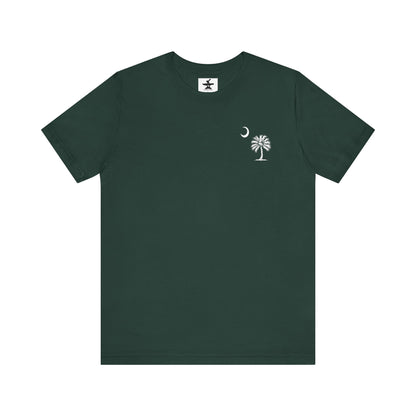 Palmetto Tree and Crescent - Front and Back Print - Unisex Jersey Short Sleeve Tee