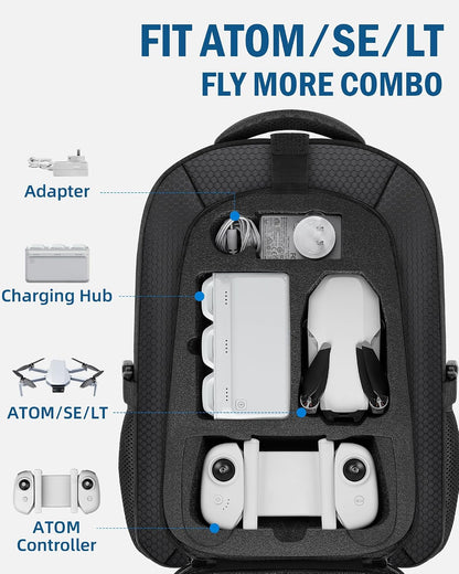 Case for Potensic Atom 2, Large Backpack for Atom 2/Se/3-Axis/Lt | Fits 15.6'' Laptop, 30L Travel Drone Backpack, for Fly More Combo Drone Accessories (Not for RC PTD 1 Remote Controller)