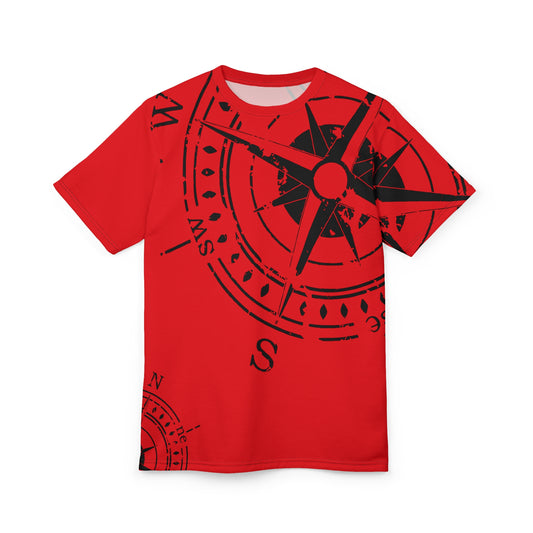TF - Compass Abstract - Red - Unisex Cut & Sew Tee (AOP)