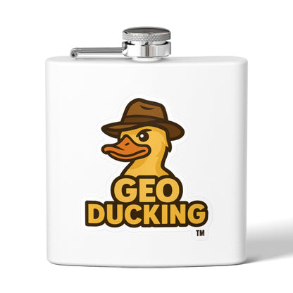 CDO - GeoDucking Flask - Palmetto and Crescent in an Oval - Stainless Steel Flask | Perfect Gift for Groomsmen, Travel, Weddings, Outdoor Adventures, Tailgating