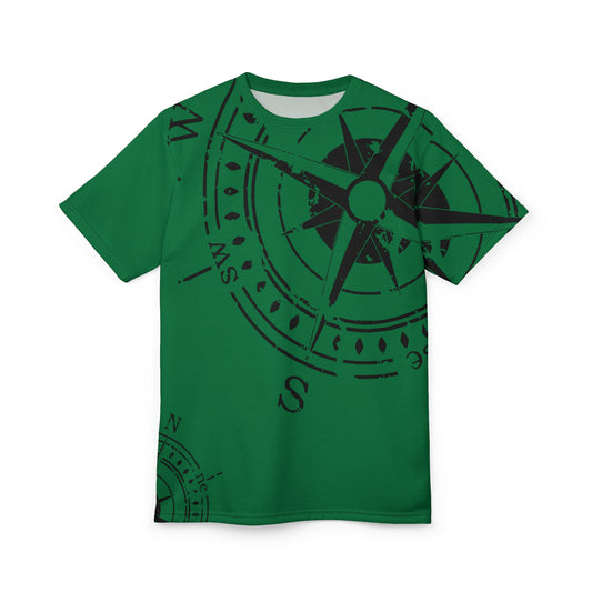 TF - Compass Abstract - Dark Green - Unisex Cut & Sew Tee (AOP)