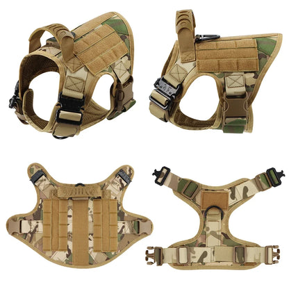 Dog Harness for Large Dogs Collar Leash Molle Pouch Military Harnesses French Bulldog Pet Tactical Training Vest Dog Accessories