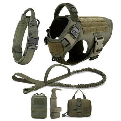 Dog Harness for Large Dogs Collar Leash Molle Pouch Military Harnesses French Bulldog Pet Tactical Training Vest Dog Accessories