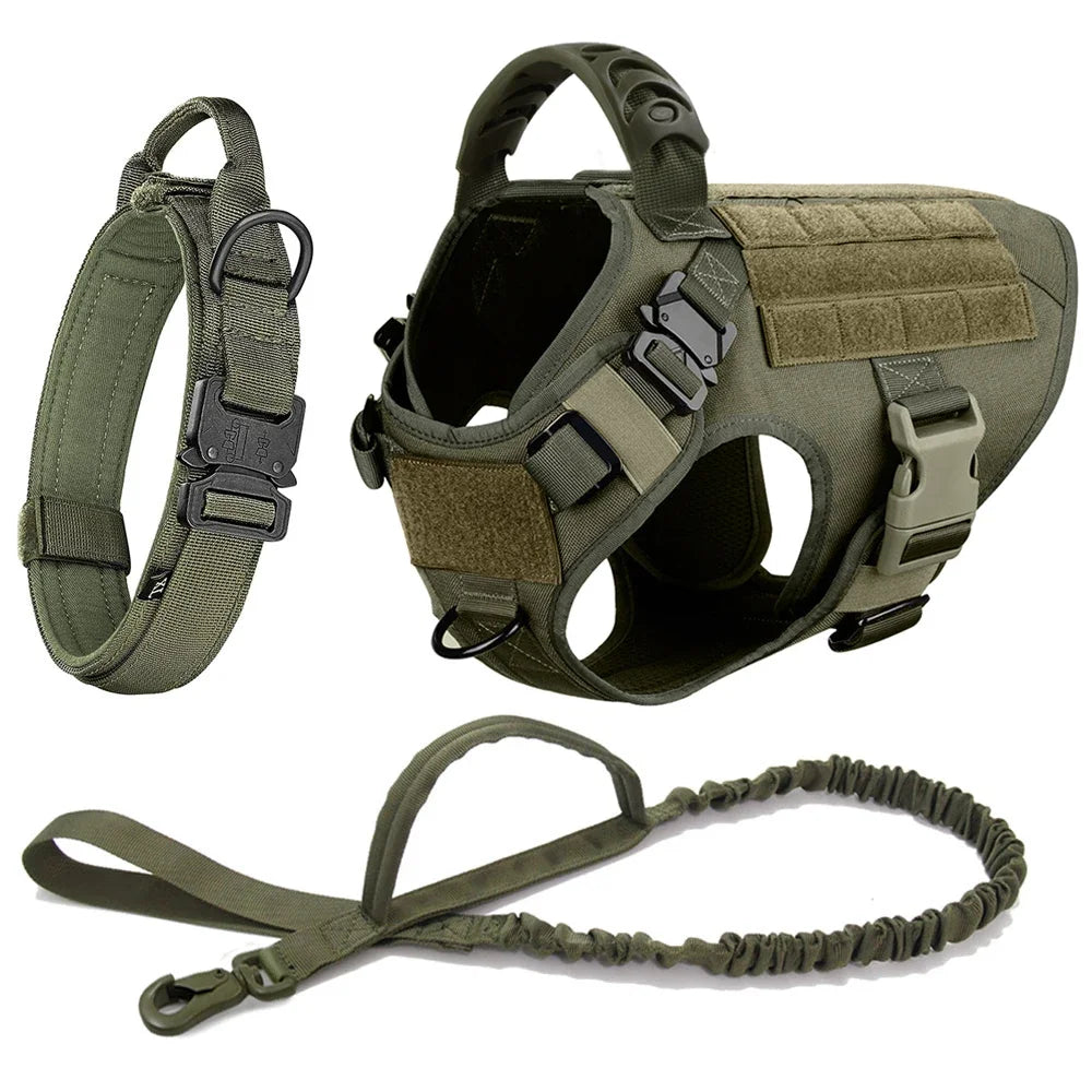 Dog Harness for Large Dogs Collar Leash Molle Pouch Military Harnesses French Bulldog Pet Tactical Training Vest Dog Accessories