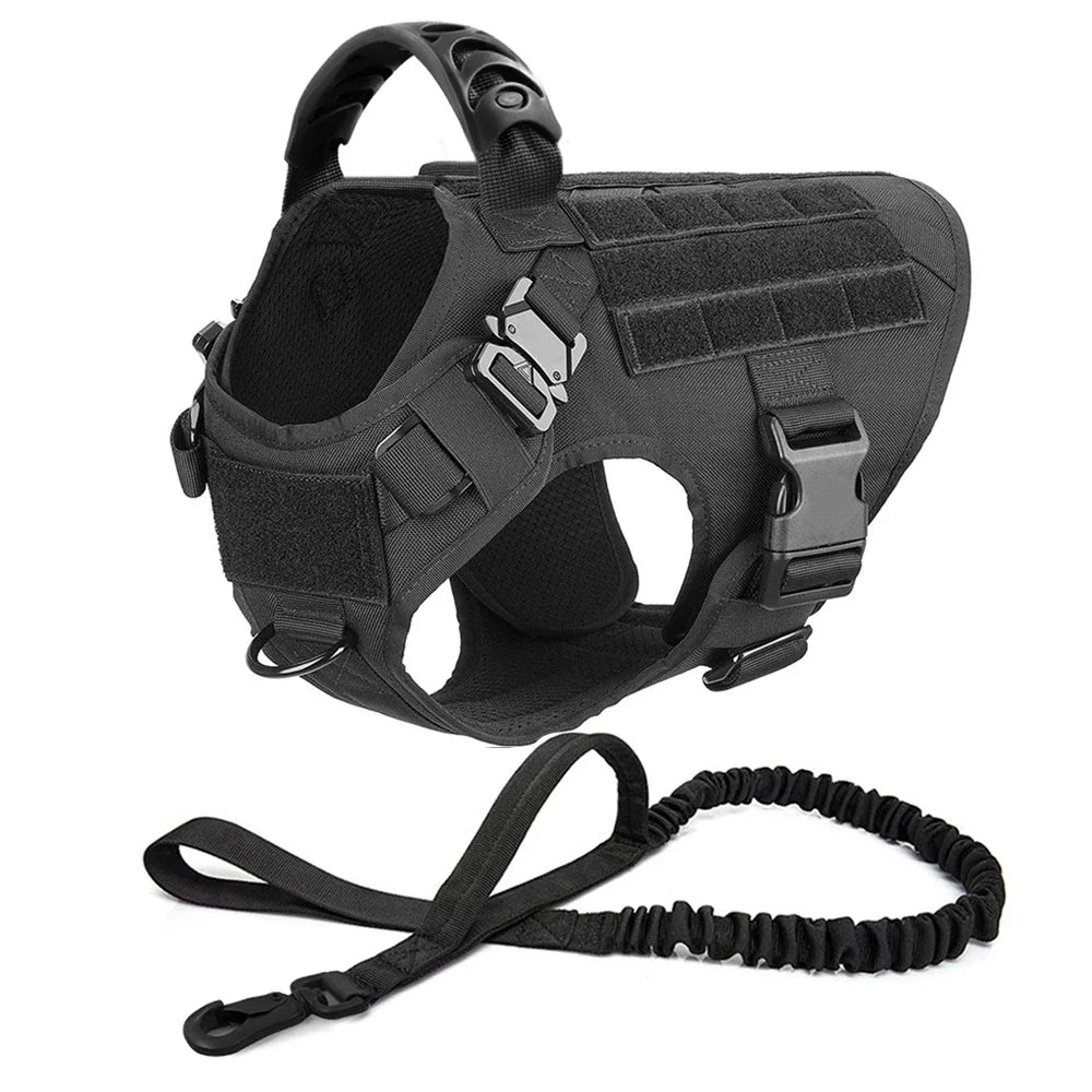 Dog Harness for Large Dogs Collar Leash Molle Pouch Military Harnesses French Bulldog Pet Tactical Training Vest Dog Accessories