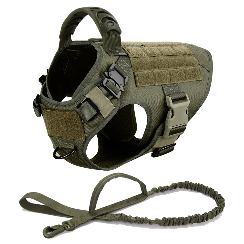 Dog Harness for Large Dogs Collar Leash Molle Pouch Military Harnesses French Bulldog Pet Tactical Training Vest Dog Accessories