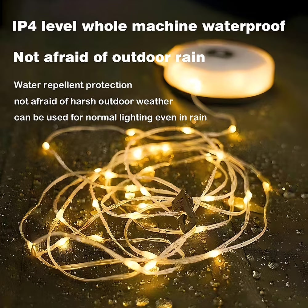 2 in 1 Camping String Light, 32.8Ft Outdoor Camping Light with RGB & Warm Lighting Color, Rechargeable Outdoor Camping String Light with Flashlight for Tent Camping Hiking Mountaining Picnic