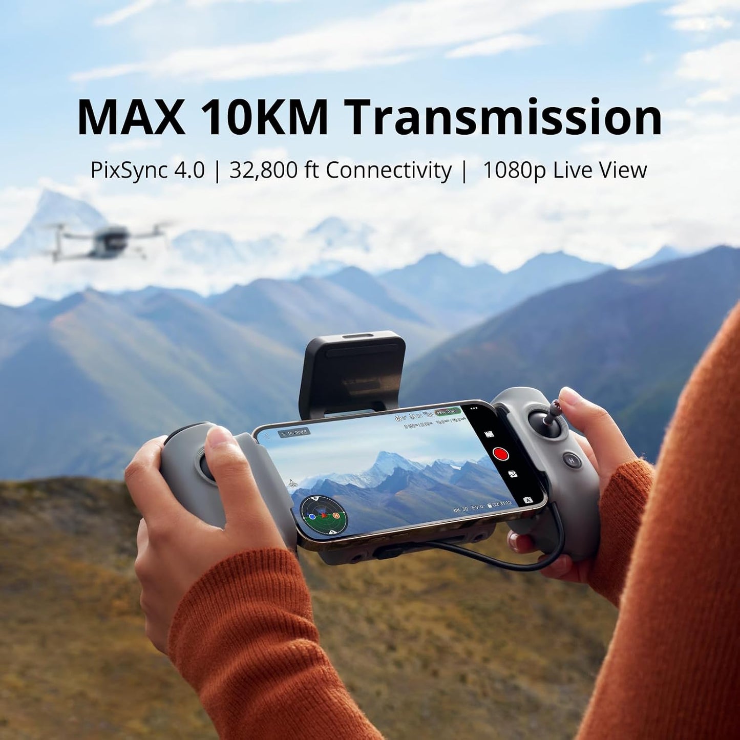 ATOM 2 Drones with Camera for Adults 4K, 8K Photo, 96-Min Flight, 3-Axis Gimbal, 10KM Transmission, AI Track, Vertical Shooting, AI Night Shot, Fly More Combo with ND CPL Filter, Remote Strap